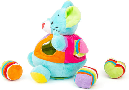 Small Foot 11419 Plush Shape-Fitting Mouse, Motor Activity Toy with Rattle and Noise Functions, Multicolored