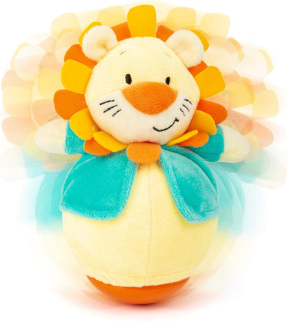 Small Foot 11426 Roly-Poly Lion, a Fun Stand-up Plush Animal for Grasping and Touching, Learning Toy, Multicolored