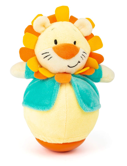 Small Foot 11426 Roly-Poly Lion, a Fun Stand-up Plush Animal for Grasping and Touching, Learning Toy, Multicolored