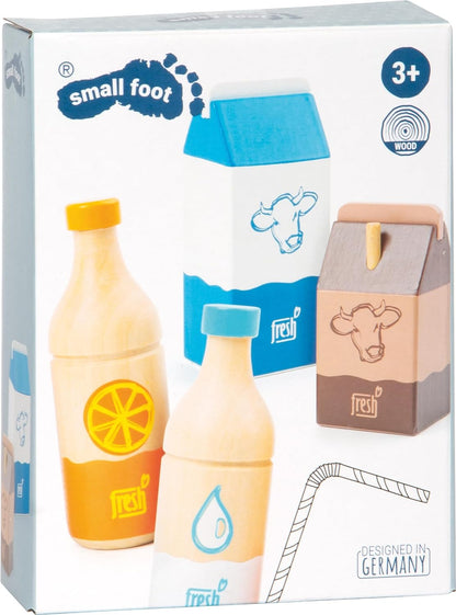 Small Foot 11438 Drinks Set Fresh, Made of Wood, Role Toy, Accessory Product for Every Play Store, 4 Pieces, Multicolored Beverage Set