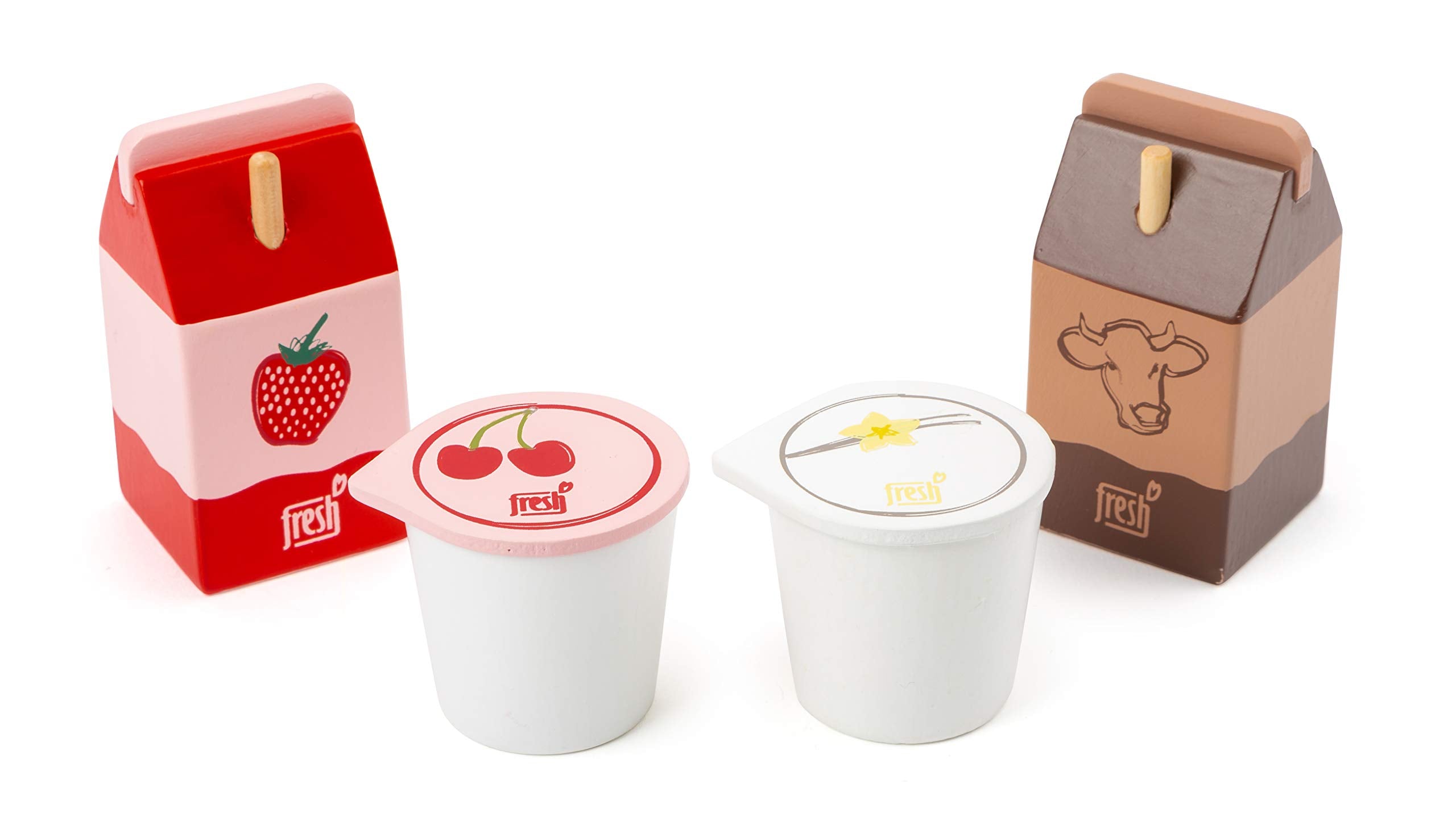 Small Foot 11440 Dairy Products Set Fresh, Made of Wood, Role Toy,Accessories Stores and Play Kitchens, Multicolored