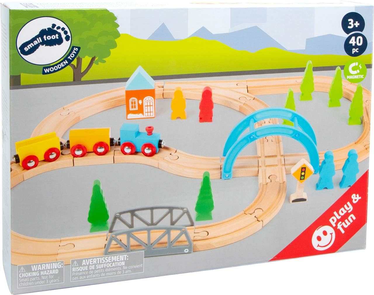 Small Foot 11491 Big Journey Wooden, Made of Wood, Toy Train Construction Set, 40 Pieces, Multicolored