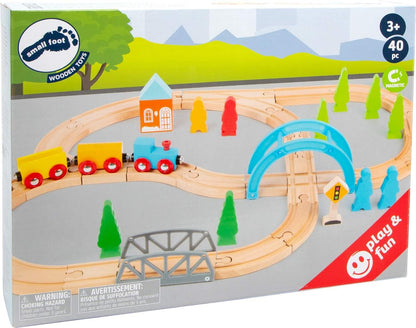 Small Foot 11491 Big Journey Wooden, Made of Wood, Toy Train Construction Set, 40 Pieces, Multicolored