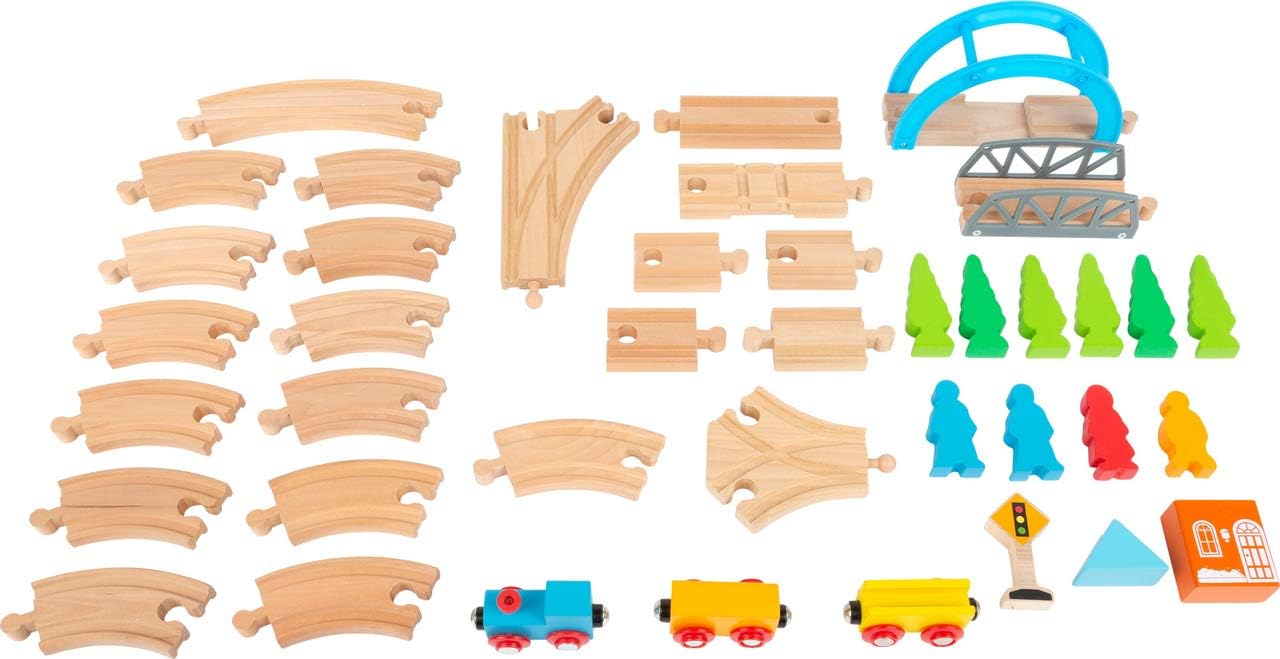 Small Foot 11491 Big Journey Wooden, Made of Wood, Toy Train Construction Set, 40 Pieces, Multicolored
