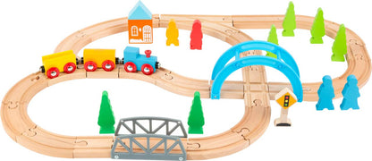 Small Foot 11491 Big Journey Wooden, Made of Wood, Toy Train Construction Set, 40 Pieces, Multicolored