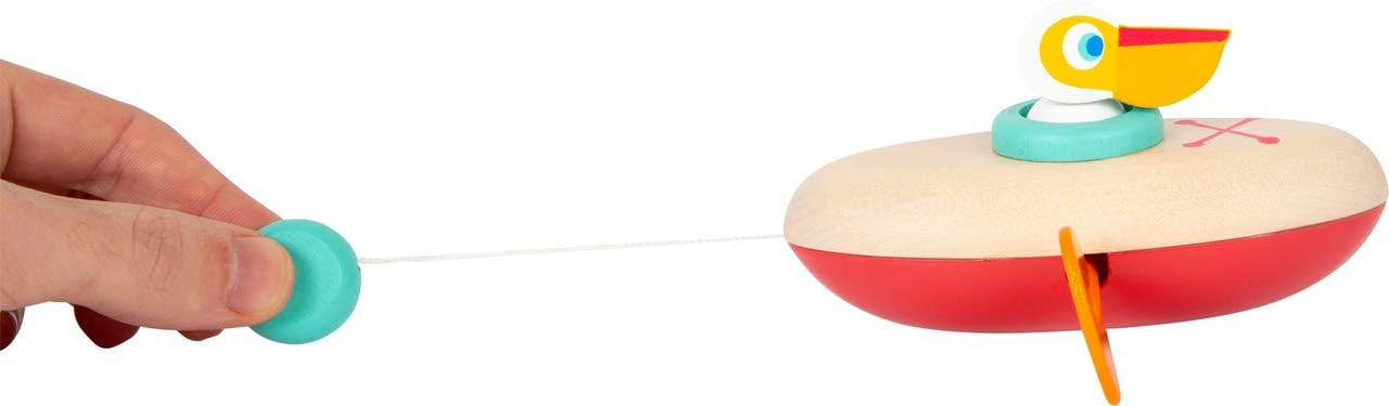 Small Foot - Small Foot - Badspeelgoed Houten Kano Pelikaan Opwindbaar