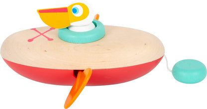 Small Foot - Small Foot - Badspeelgoed Houten Kano Pelikaan Opwindbaar