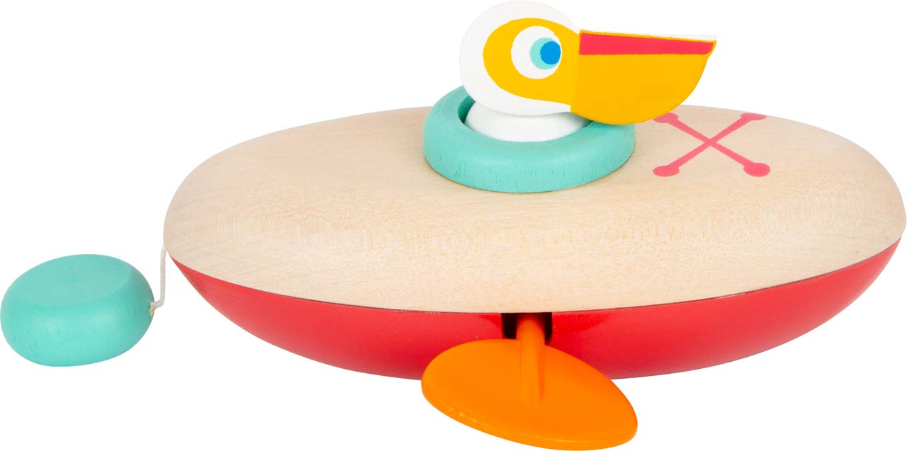 Small Foot - Small Foot - Badspeelgoed Houten Kano Pelikaan Opwindbaar