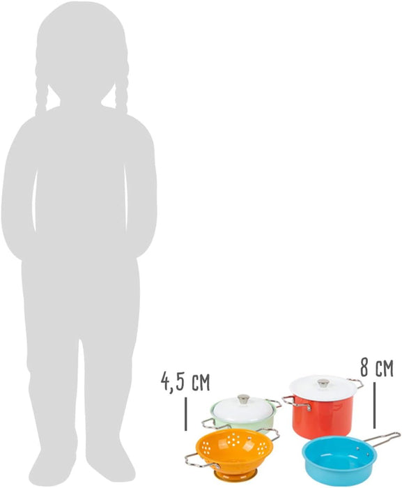 Small Foot Cookware set with metal accessories, for the play kitchen, role-playing toy for children aged 3 years and over, multicolor