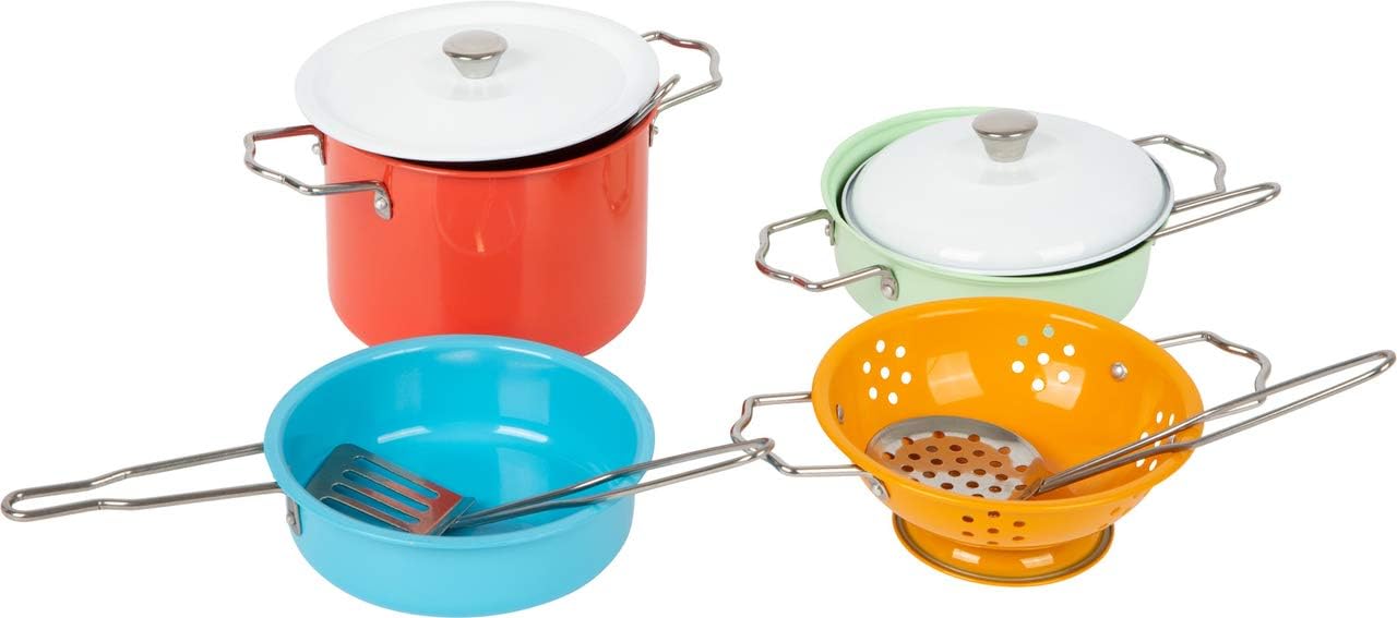Small Foot Cookware set with metal accessories, for the play kitchen, role-playing toy for children aged 3 years and over, multicolor