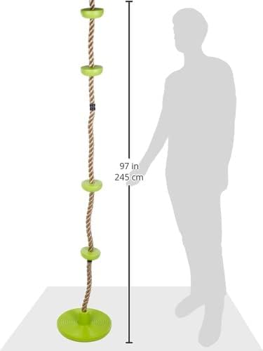 small foot 11878 2-in-1, Combination of a disc Swing and Climbing Rope, for Ages 3+ Years Toys, Green, Länge: ca. 190 cm, Ø ca. 30 cm Climbing swing