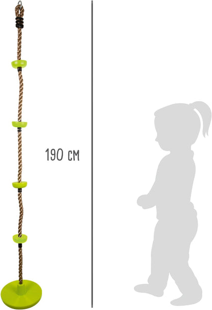 small foot 11878 2-in-1, Combination of a disc Swing and Climbing Rope, for Ages 3+ Years Toys, Green, Länge: ca. 190 cm, Ø ca. 30 cm Climbing swing