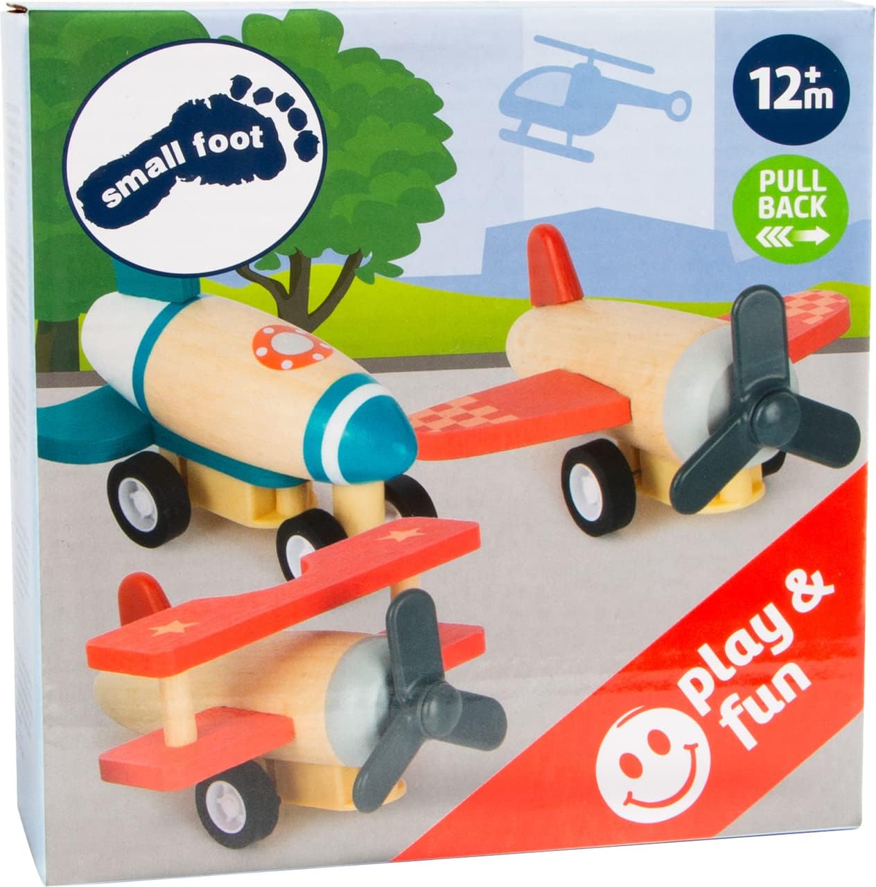 Small Foot Small Foot-11884 Set de Aviónes y Cohete, Tres Grandes voladores, Madera Resistente, a Partir Desde 12 Meses. Flugzeug Toys, Multicolor (11884