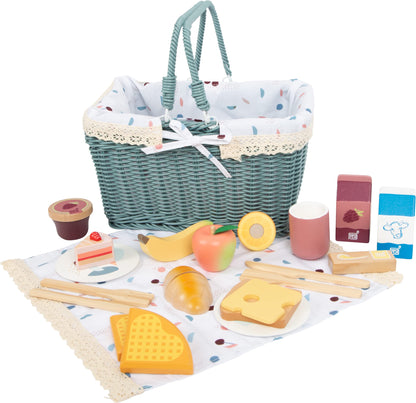small foot Picnic Basket "tasty", accessories for play kitchens & stores, role-playing toy for kids aged 3+ years, 12325