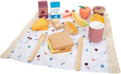 small foot Picnic Basket "tasty", accessories for play kitchens & stores, role-playing toy for kids aged 3+ years, 12325