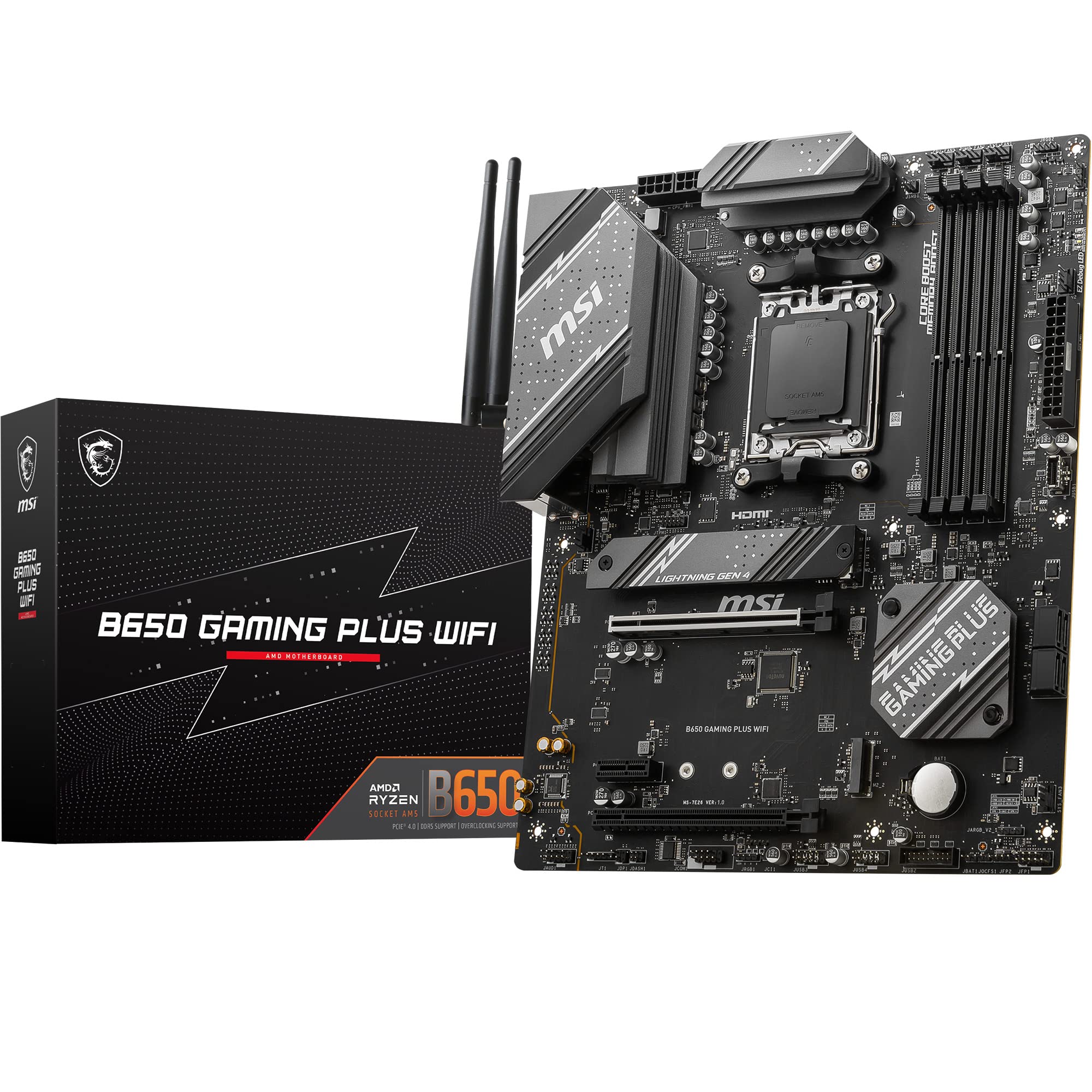 MSI B650 GAMING PLUS WIFI Motherboard, ATX - Supports AMD Ryzen 7000 Series Processors, AM5 - 14+2 Duet Rail VRM, DDR5 Memory Boost 6400+MHz/OC, 2 x PCIe 4.0 x16, 2 x M.2 Gen4, Wi-Fi 6E