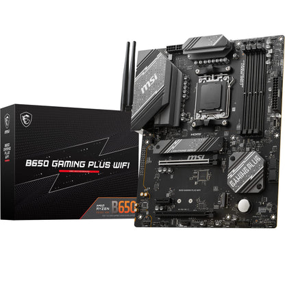 MSI B650 GAMING PLUS WIFI Motherboard, ATX - Supports AMD Ryzen 7000 Series Processors, AM5 - 14+2 Duet Rail VRM, DDR5 Memory Boost 6400+MHz/OC, 2 x PCIe 4.0 x16, 2 x M.2 Gen4, Wi-Fi 6E