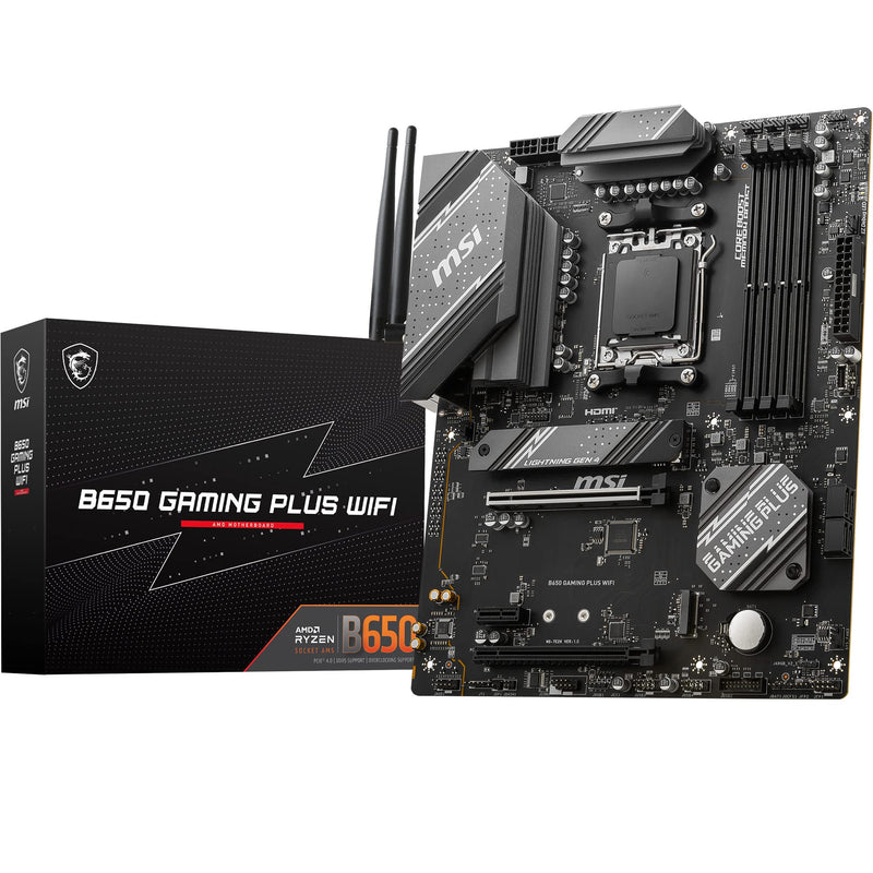 MSI B650 GAMING PLUS WIFI Motherboard, ATX - Supports AMD Ryzen 7000 Series Processors, AM5 - 14+2 Duet Rail VRM, DDR5 Memory Boost 6400+MHz/OC, 2 x PCIe 4.0 x16, 2 x M.2 Gen4, Wi-Fi 6E