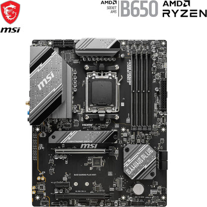 MSI B650 GAMING PLUS WIFI Motherboard, ATX - Supports AMD Ryzen 7000 Series Processors, AM5 - 14+2 Duet Rail VRM, DDR5 Memory Boost 6400+MHz/OC, 2 x PCIe 4.0 x16, 2 x M.2 Gen4, Wi-Fi 6E