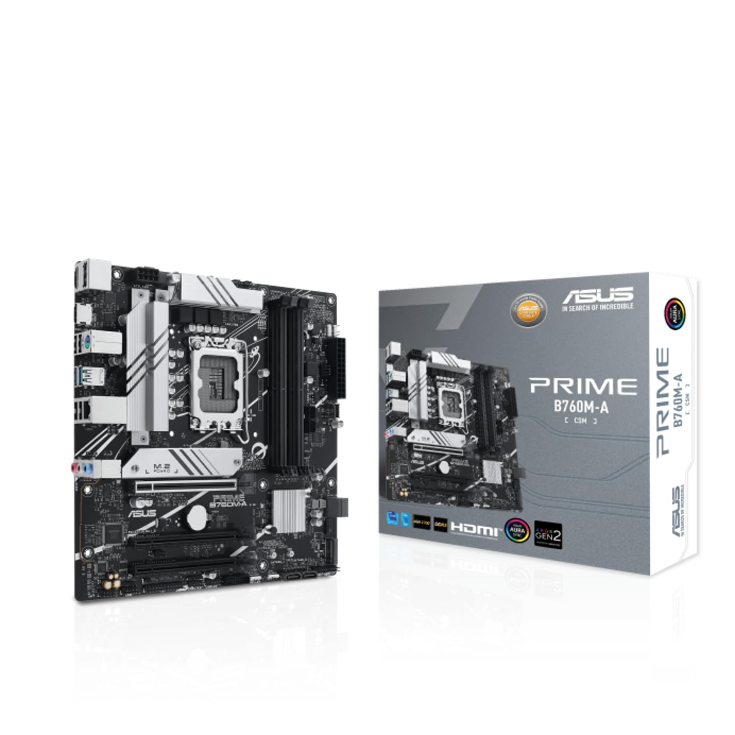 ASUS PRIME B760M-A-CSM Business Motherboard Socket Intel LGA 1700 (Intel B760, mATX, DDR5 Memory, 2x PCIe 4.0 M.2, Aura Sync