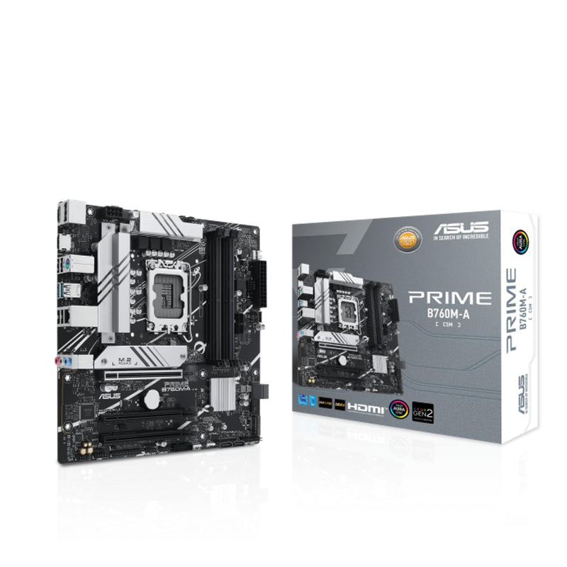 ASUS PRIME B760M-A-CSM Business Motherboard Socket Intel LGA 1700 (Intel B760, mATX, DDR5 Memory, 2x PCIe 4.0 M.2, Aura Sync