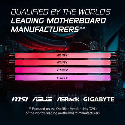 Kingston Fury Renegade White RGB 16GB 6400MT/s CL32 DDR5 DIMM | Infrared Syncing | Fury CTRL Software | Overclocking | Intel XMP 3.0 | Single Module | KF564C32RWA-16