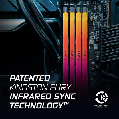 Kingston Fury Renegade White RGB 16GB 6400MT/s CL32 DDR5 DIMM | Infrared Syncing | Fury CTRL Software | Overclocking | Intel XMP 3.0 | Single Module | KF564C32RWA-16