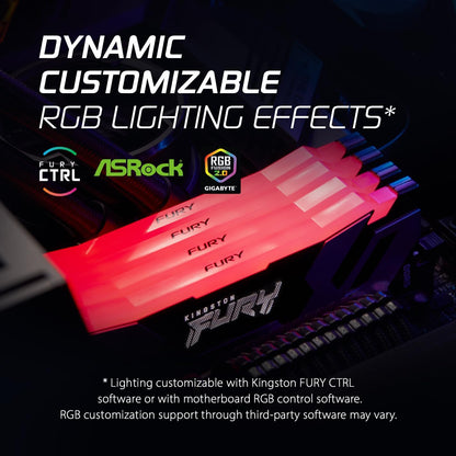 Kingston Fury Renegade White RGB 16GB 6400MT/s CL32 DDR5 DIMM | Infrared Syncing | Fury CTRL Software | Overclocking | Intel XMP 3.0 | Single Module | KF564C32RWA-16