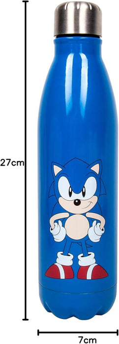 Sonic The Hedgehog Water Bottle, 500ml Capacity Metal Double Walled Drinks Bottle, Officially Licensed Sonic The Hedgehog Merchandise