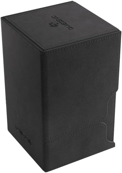 Gamegenic Watchtower 100+ XL Convertible Deck Box | Double-Sleeved Card Storage | Card Game Protector | Nexofyber Surface | Holds Up to 100 Cards | Black Color | Made