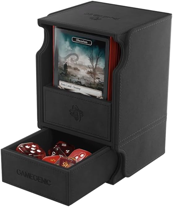 Gamegenic Watchtower 100+ XL Convertible Deck Box | Double-Sleeved Card Storage | Card Game Protector | Nexofyber Surface | Holds Up to 100 Cards | Black Color | Made