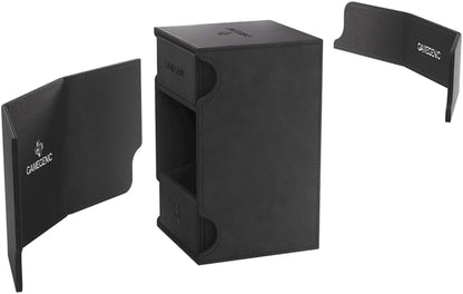 Gamegenic Watchtower 100+ XL Convertible Deck Box | Double-Sleeved Card Storage | Card Game Protector | Nexofyber Surface | Holds Up to 100 Cards | Black Color | Made