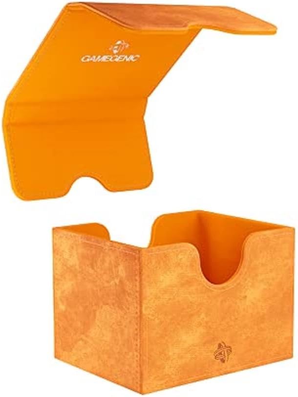Sidekick 100+ XL Convertible Deck Box | Sideloading Card Storage Box with Removable Cover | Holds 100 Double-Sleeved Cards in Extra Thick Inner Card Sleeves | Orange Color | Made by Gamegenic