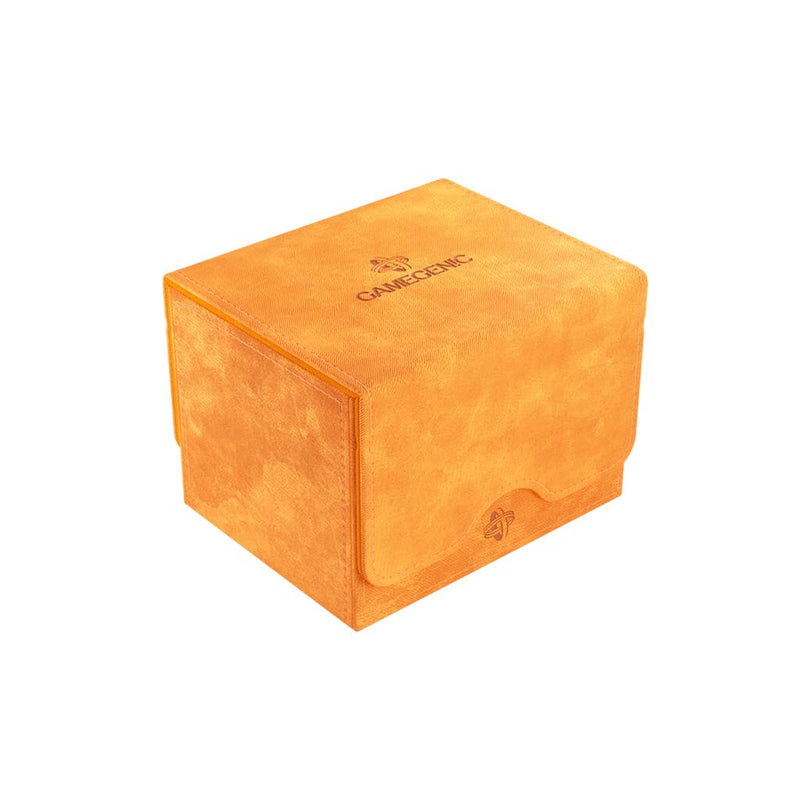 Sidekick 100+ XL Convertible Deck Box | Sideloading Card Storage Box with Removable Cover | Holds 100 Double-Sleeved Cards in Extra Thick Inner Card Sleeves | Orange Color | Made by Gamegenic