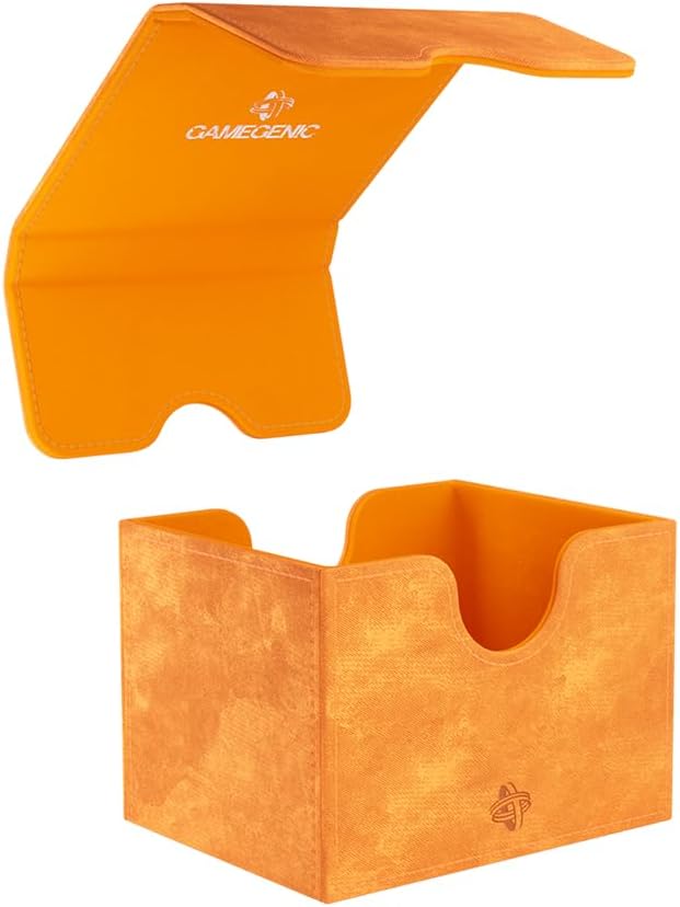 Sidekick 100+ XL Convertible Deck Box | Sideloading Card Storage Box with Removable Cover | Holds 100 Double-Sleeved Cards in Extra Thick Inner Card Sleeves | Orange Color | Made by Gamegenic