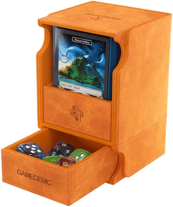 Watchtower 100+ XL Convertible Deck Box | Double-Sleeved Card Storage | Card Game Protector | Nexofyber Surface | Holds Up to 100 Cards | Orange Color | Made by Gamegenic