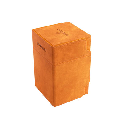 Watchtower 100+ XL Convertible Deck Box | Double-Sleeved Card Storage | Card Game Protector | Nexofyber Surface | Holds Up to 100 Cards | Orange Color | Made by Gamegenic