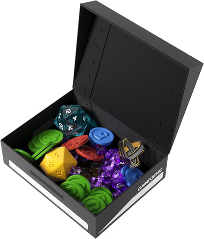 Gamegenic Token Holder | Protect and Store Game Tokens | Durable Storage Box for Tokens, Dice, Cards and other Game Accessories | Compatible with Board Games, LCG and TCGs | Black Color | Made