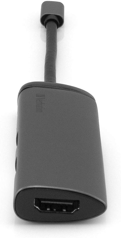 Verbatim USB-C Multiport-Adapter, USB-C-Hub mit USB-3.0, HDMI-4K, und USB-Typ-C Schnelladeanschluss, USB-C-Adapter für Laptop und Macbook, Multimedia-Adapterstecker USB-Type-C, silber