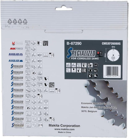 Makita Sägeblatt Efficut Holz für Akku Kapp- und Gehrungssägen (260 x 2,15 x 30 mm, 80 Zähne) B-67290