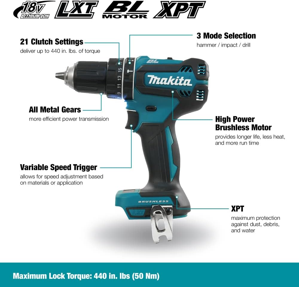 Makita DHP485Z 18V Li-Ion LXT Brushless Combi Drill - Batteries and Charger Not Included Cordless impact drill
