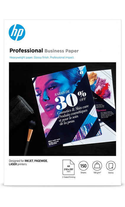 HP 3VK91A Inkjet and Laser Professional Glossy Business Paper, A4, 180gsm, 150 sheets