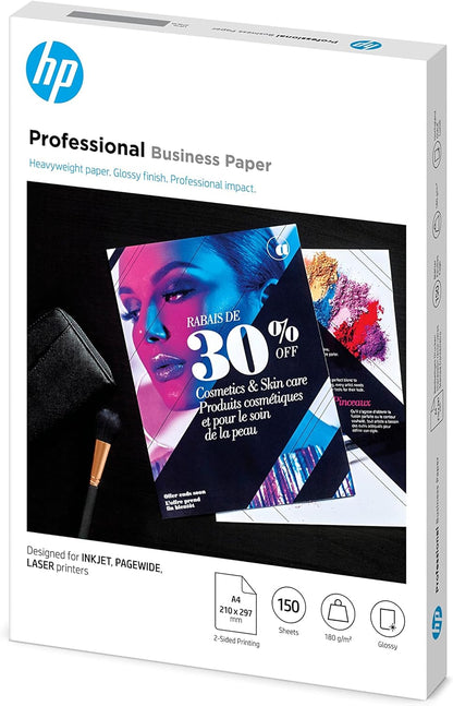 HP 3VK91A Inkjet and Laser Professional Glossy Business Paper, A4, 180gsm, 150 sheets