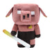 Mattel MINECRAFT Legends - Piglin Fluo, 14+ cm Tall Plush Toy with Sounds and Glow in the Dark Sabre, Soft Video Game Character, Toy for Children, 3+ Years, HHC88