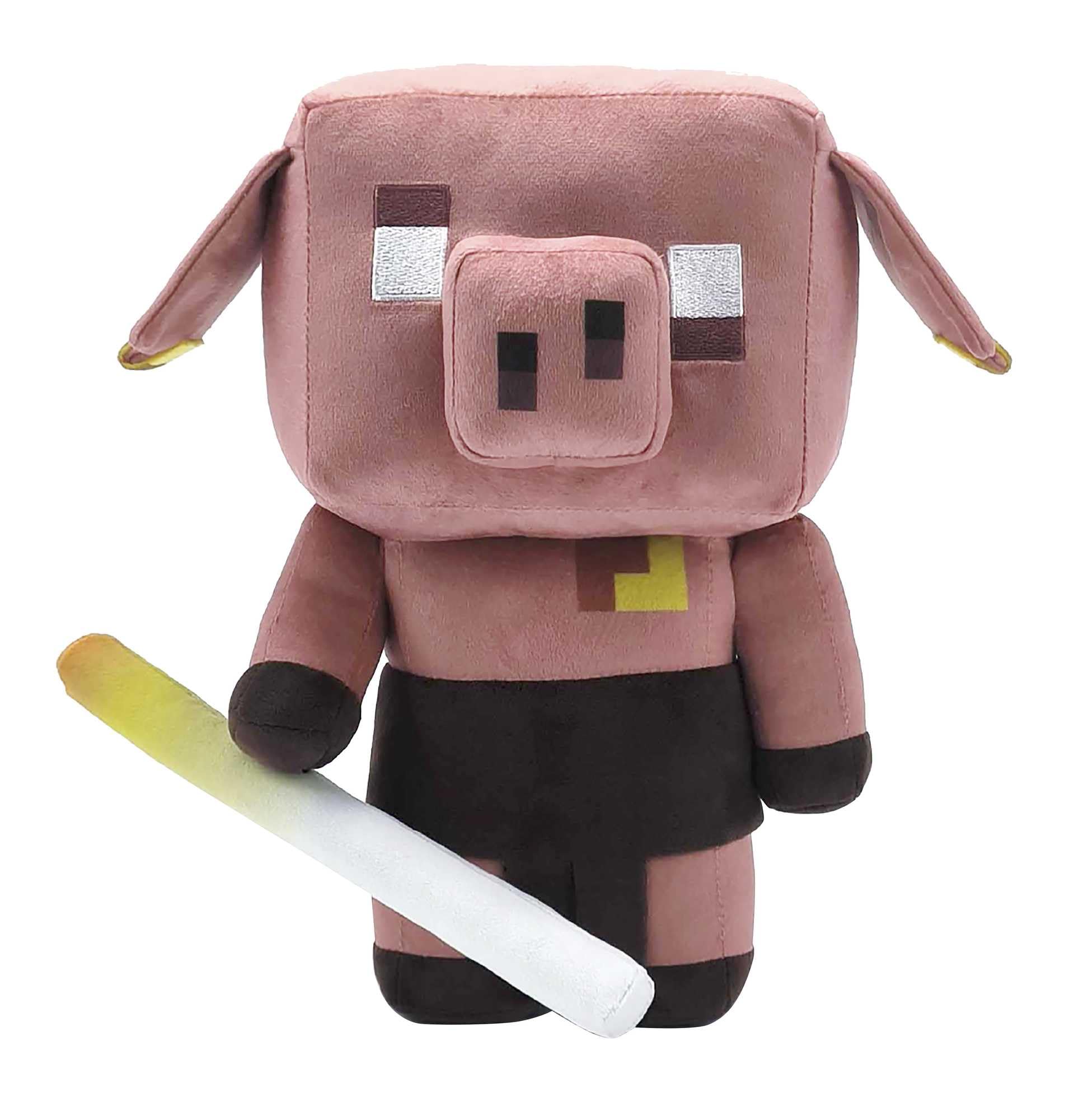 Mattel MINECRAFT Legends - Piglin Fluo, 14+ cm Tall Plush Toy with Sounds and Glow in the Dark Sabre, Soft Video Game Character, Toy for Children, 3+ Years, HHC88