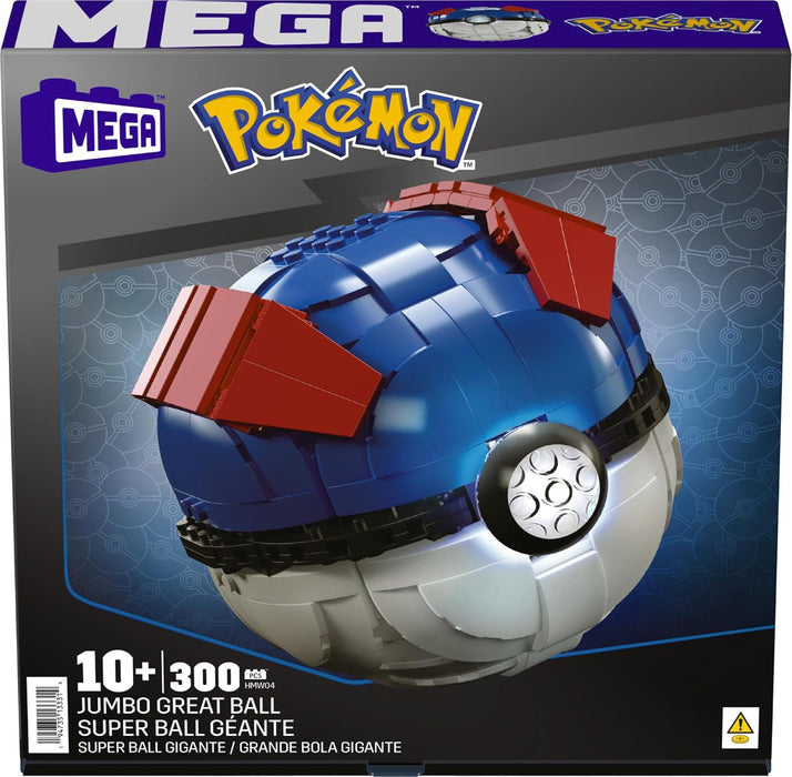 MEGA Pokémon Building Toys for Adults, Buildable Jumbo Great Ball with 299 Pieces and Lights, 5 in Tall, for Collectors, HMW04