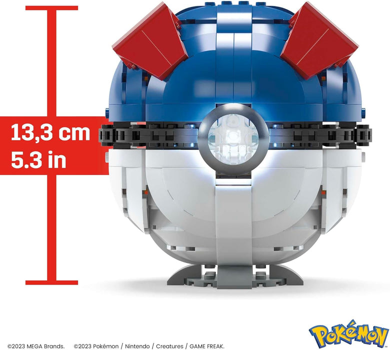 MEGA Pokémon Building Toys for Adults, Buildable Jumbo Great Ball with 299 Pieces and Lights, 5 in Tall, for Collectors, HMW04