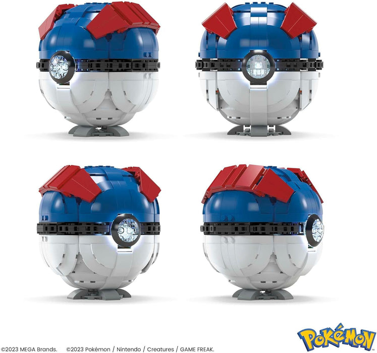 MEGA Pokémon Building Toys for Adults, Buildable Jumbo Great Ball with 299 Pieces and Lights, 5 in Tall, for Collectors, HMW04