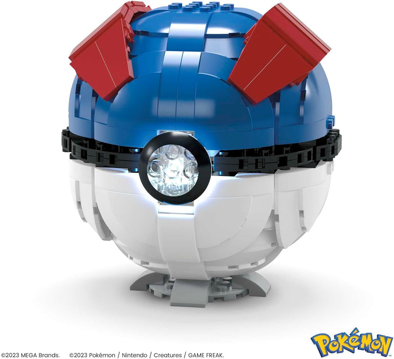 MEGA Pokémon Building Toys for Adults, Buildable Jumbo Great Ball with 299 Pieces and Lights, 5 in Tall, for Collectors, HMW04