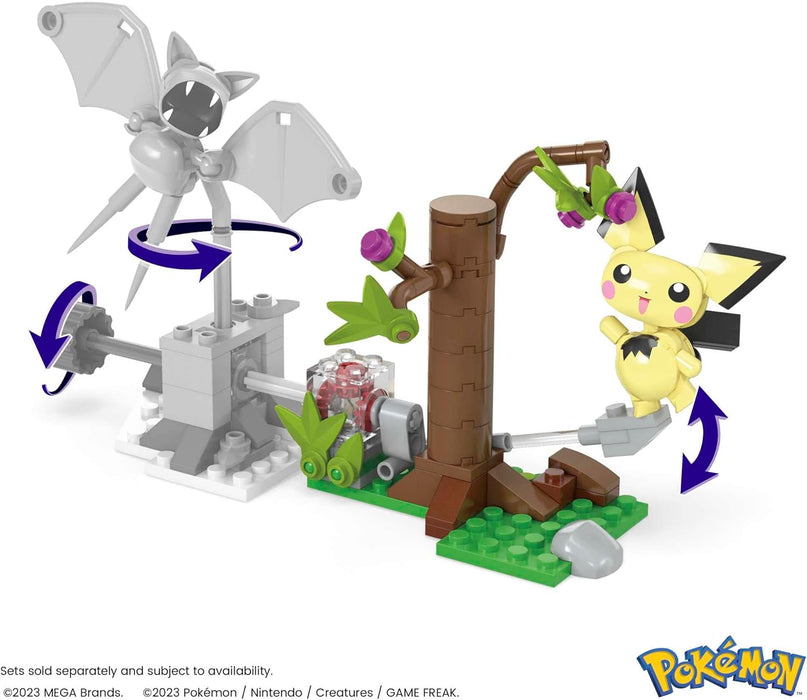 MEGA Pokémon - La Foresta di Pichu, Set Adventure Builder con 84 Pezzi da Costruire e Sistema Mattoncino Movimento, 1 Personaggio Pichu Incluso, Giocattolo per Bambini, 6+ Anni, HPB59